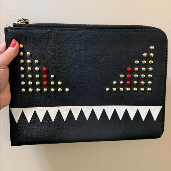 Fendi Monster Studded Clutch with Red and White Accents - Picture 1 of 4